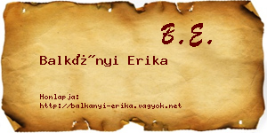 Balkányi Erika névjegykártya