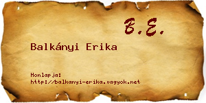 Balkányi Erika névjegykártya